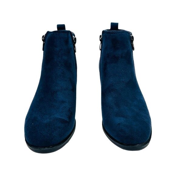 Shoe Land Ellaire Vegan Suede Ankle Booties - Navy - Size 6 - Picture 2 of 10